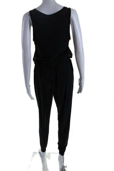 Generation Love Womens Black Scoop Neck Tie Waist Cuff Ankle Jumpsuit Size S