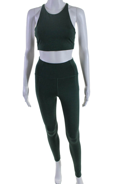 Girlfriend Collective Women's High Neck Two Piece Leggings Set  Green Size XS