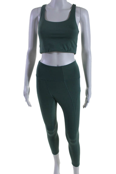 Girlfriend Collective Women's Two Piece Cropped Top Leggings Set Green Size XS