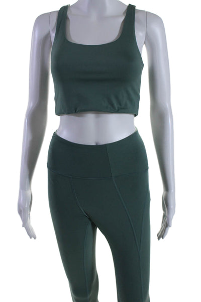 Girlfriend Collective Women's Two Piece Cropped Top Leggings Set Green Size XS