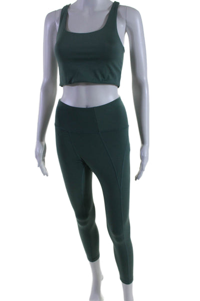 Girlfriend Collective Women's Two Piece Cropped Top Leggings Set Green Size XS