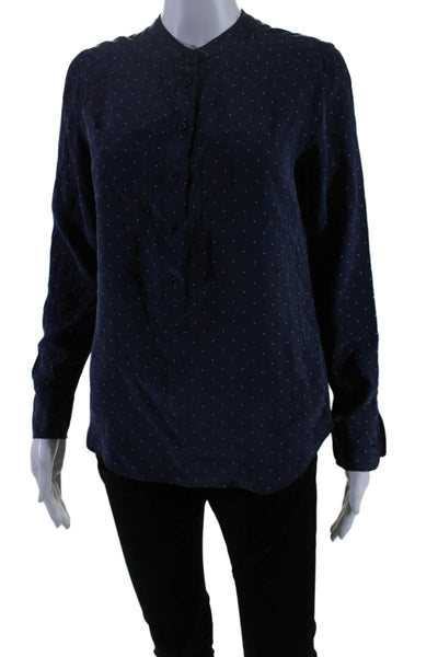 Equipment Femme Women's Round Neck Long Sleeves Silk Blouse Polka Dot Size XS