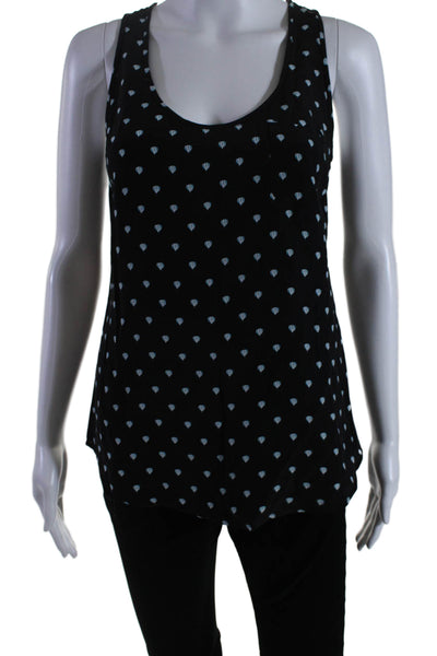 Joie Women's Scoop Neck Sleeveless Silk Tank Top Black Polka Dot Size XXS