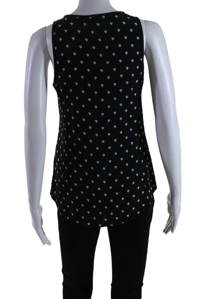 Joie Women's Scoop Neck Sleeveless Silk Tank Top Black Polka Dot Size XXS