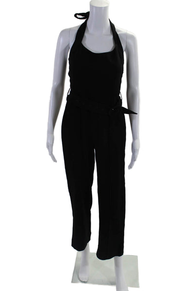 Jonathan Simkhai Womens Halter Neck Belted Fancy Jumpsuit Black Size 2