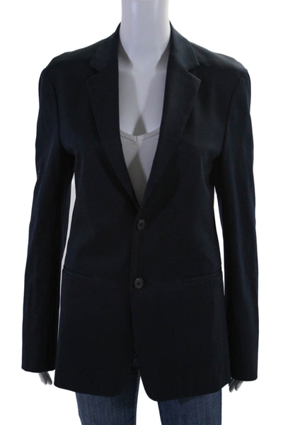 Theory Womens Collar Button V-neck Classic Sleek Blazer Navy Blue Size M