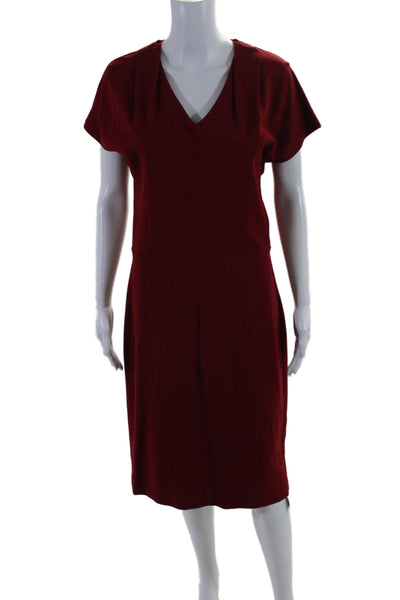 Peruvian Connection Womens Short Sleeves V Neck Midi Dress Red Size Medium