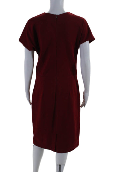 Peruvian Connection Womens Short Sleeves V Neck Midi Dress Red Size Medium