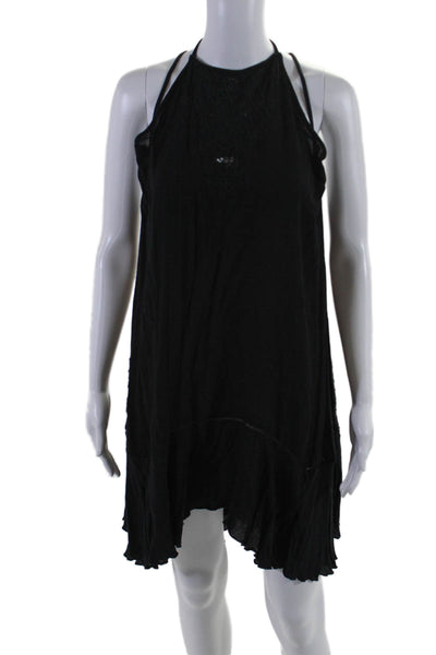 Intimately Free People Womens Embroidered Sleeveless Mini Dress Black Size Large