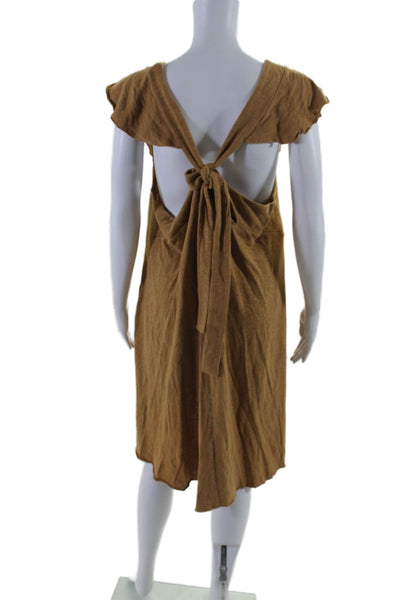 FP Beach Womens Short Sleeves Knee Length Dress Brown Cotton Size Large