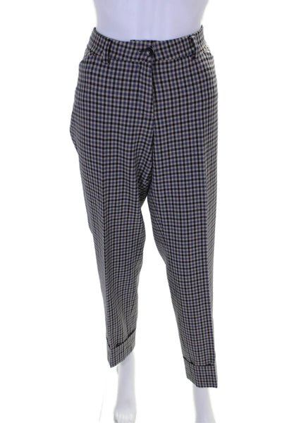 Sharis Place Women's Button Closure Flat Front Straight Leg Plaid Pants Size 48