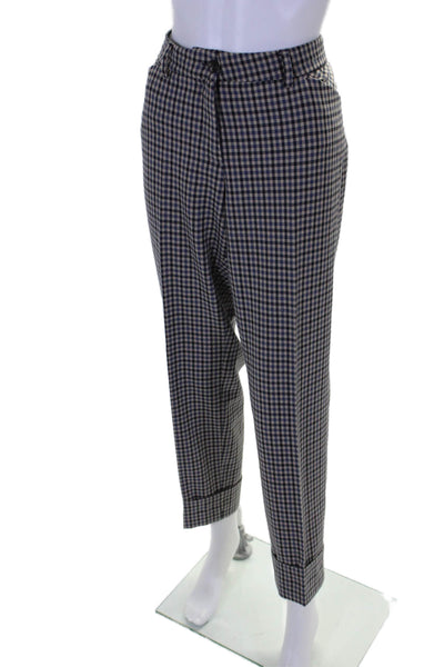 Sharis Place Women's Button Closure Flat Front Straight Leg Plaid Pants Size 48