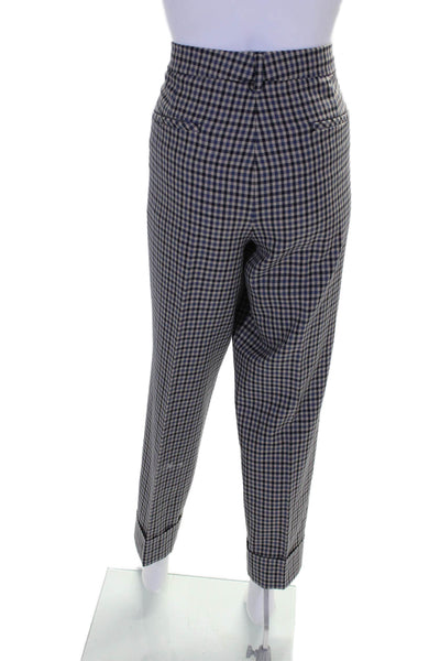 Sharis Place Women's Button Closure Flat Front Straight Leg Plaid Pants Size 48