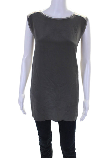 Fabiana Filippi Women's Silk Round Neck Sleeveless Tunic Blouse Gray Size M