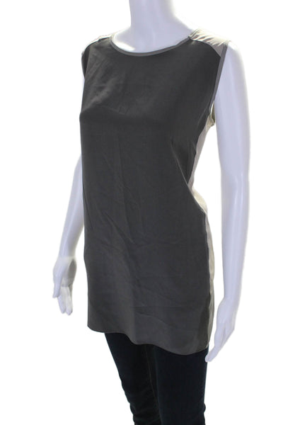 Fabiana Filippi Women's Silk Round Neck Sleeveless Tunic Blouse Gray Size M