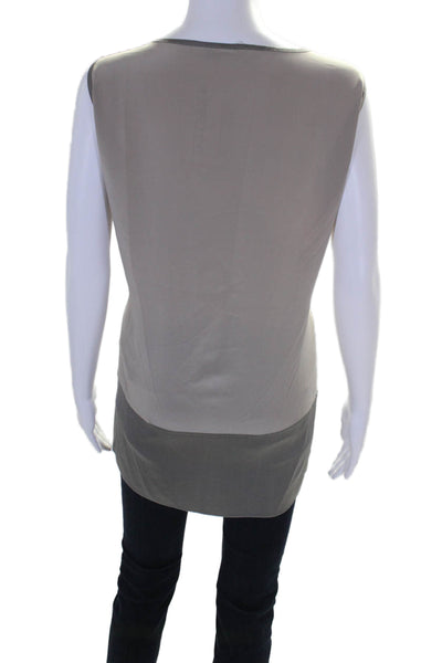 Fabiana Filippi Women's Silk Round Neck Sleeveless Tunic Blouse Gray Size M