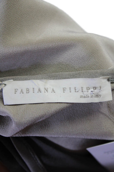 Fabiana Filippi Women's Silk Round Neck Sleeveless Tunic Blouse Gray Size M