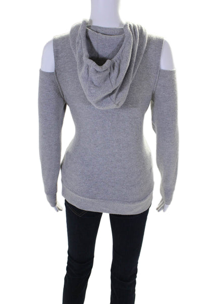 Chaser Womens Pullover Drawstring Cold Shoulder Hoodie Sweater Gray Size XS