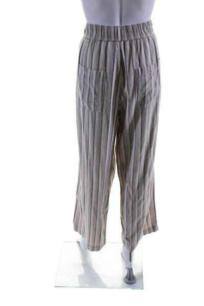 Toad & Co Womens Elastic Waist Striped Straight Leg Pants Multicolor Large