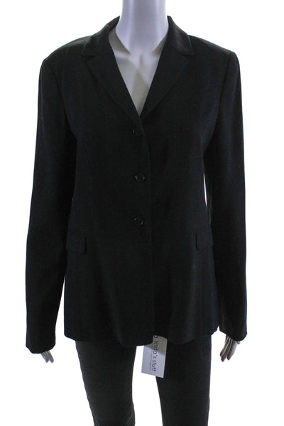 Tahari Womens Notch Lapel Three Button Classic Blazer Black Size 8