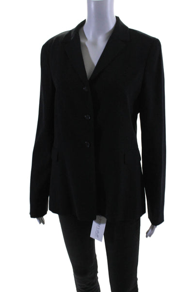 Tahari Womens Notch Lapel Three Button Classic Blazer Black Size 8