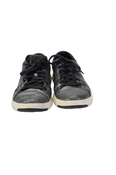 Cole Haan Womens Metallic Snakeskin Print Low Top Lace Up Sneakers Gray Size 8