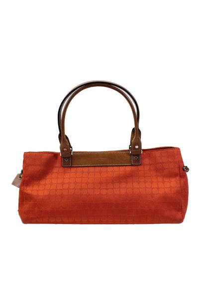 Kate Spade New York Womens Leather Trim Geometric Top Handle Bag Orange Size M