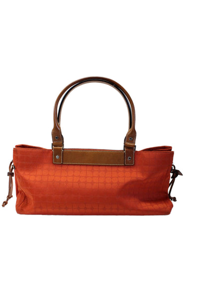 Kate Spade New York Womens Leather Trim Geometric Top Handle Bag Orange Size M