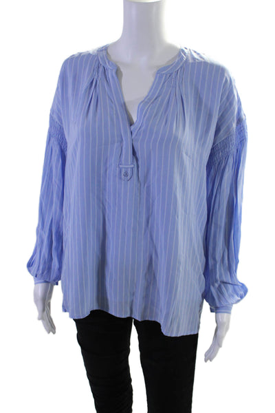 Joie Womens Periwinkle Striped V-neck Long Sleeve Lined Blouse Top Size XS