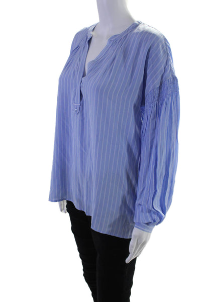 Joie Womens Periwinkle Striped V-neck Long Sleeve Lined Blouse Top Size XS