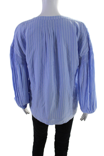 Joie Womens Periwinkle Striped V-neck Long Sleeve Lined Blouse Top Size XS