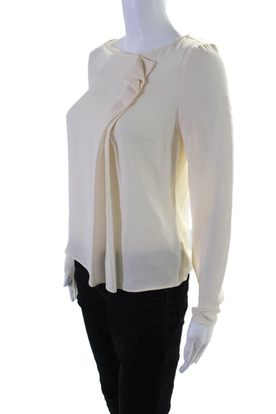 Max Mara Womens Beige Crew Neck Drape Detail Long Sleeve Blouse Top Size 4