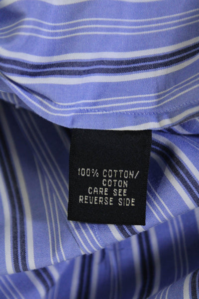 Ralph Lauren Black Label Womens Cotton Blue Striped Button Down Blouse Top Size4