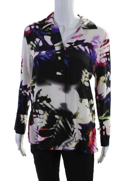 Josie by Natori Womens Multicolor Abstract Print Long Sleeve Blouse Top Size XS