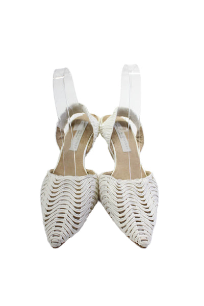 Stella McCartney Womens Leather Slingback Wedge Sandals White Size 40