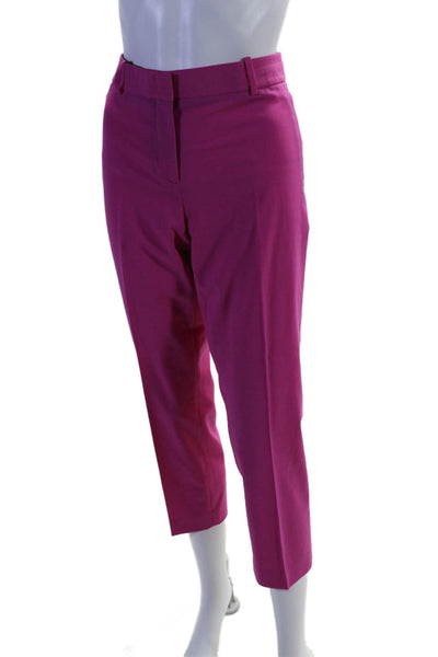 Theory Womens Hot Pink High Rise Pleated Straight Leg Dress Pants Size 4