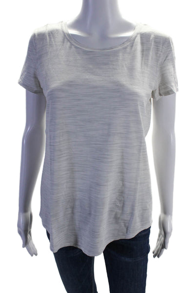 Lululemon Womens Light Gray Printed Crew Neck Short Sleeve Active Tee Top Size 6