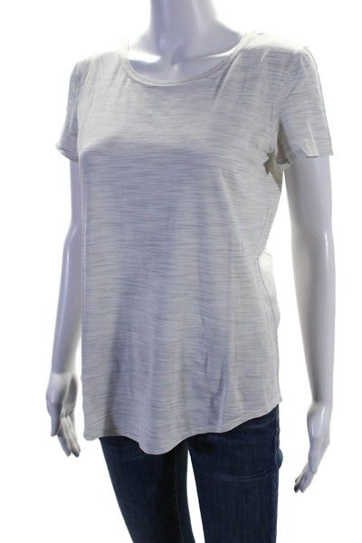 Lululemon Womens Light Gray Printed Crew Neck Short Sleeve Active Tee Top Size 6