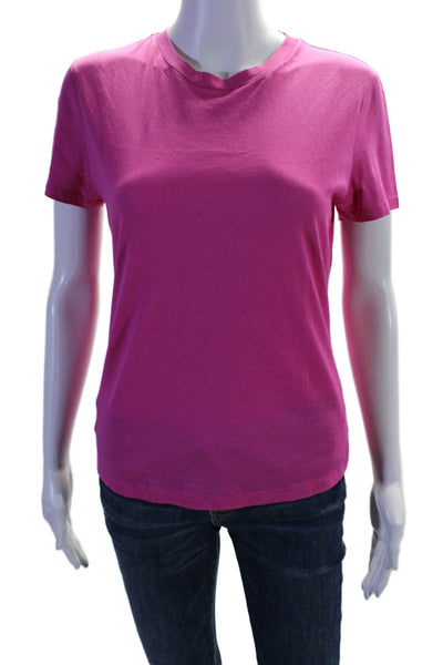 Theory Womens Cotton Hot Pink Crew Neck Short Sleeve Basic Tee Top Size M