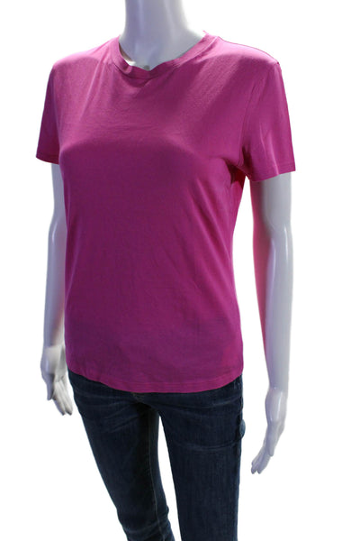 Theory Womens Cotton Hot Pink Crew Neck Short Sleeve Basic Tee Top Size M