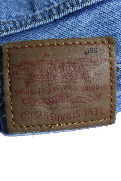 Levis Womens Cotton Distressed Button Up Leather Patch Jeans Blue Size 25