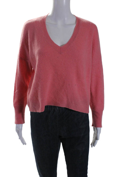 360 Cashmere Womens Cashmere Orange V-Neck Long Sleeve Sweater Top Size XS