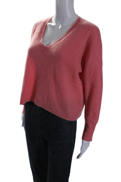 360 Cashmere Womens Cashmere Orange V-Neck Long Sleeve Sweater Top Size XS