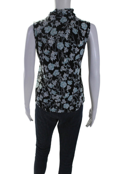 Karl Lagerfeld Womens Black Floral Faux Pearl Embellished Blouse Top Size XS