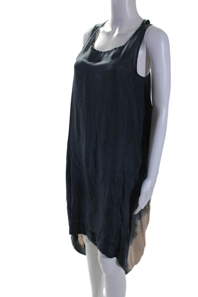 Biya Womens Silk Abstract Print Round Neck Sleeveless Pullover Dress Navy Size L