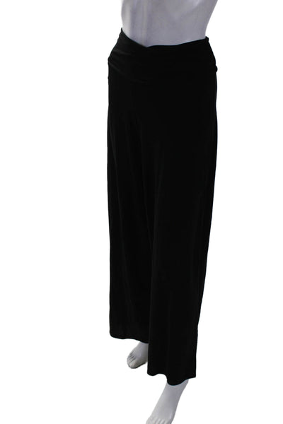 Josie Natori Womesn Stretch Ruched Mid-Rise Straight Leg Pants Black Size M