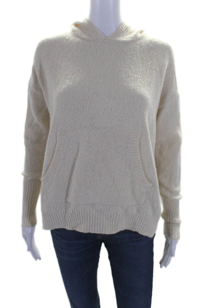 Nili Lotan Womens Wool Textured Long Sleeve Knitted Hooded Sweater Cream Size XS