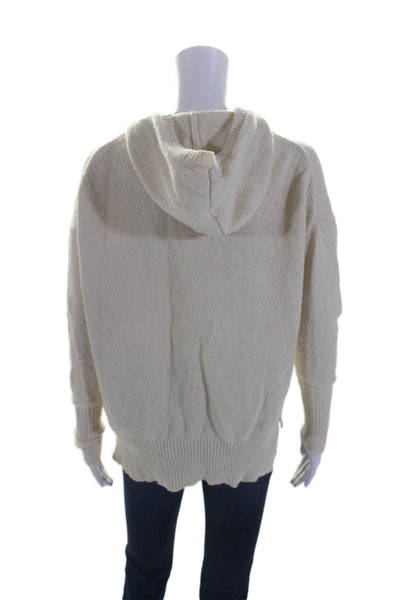 Nili Lotan Womens Wool Textured Long Sleeve Knitted Hooded Sweater Cream Size XS