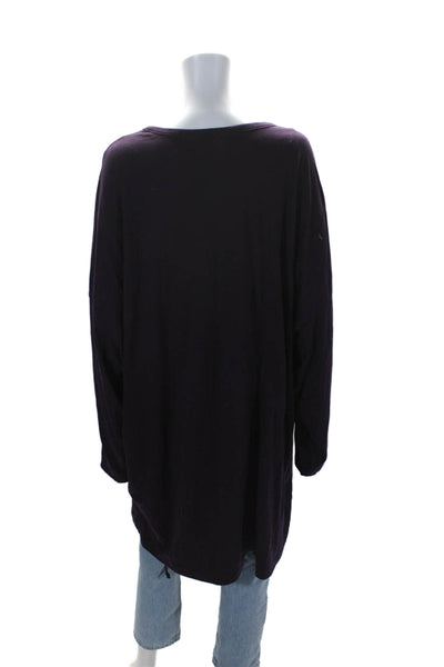 Yohji Yamamoto Womens Long Sleeve Drawstring Gathered Blouse Puurple Size 2