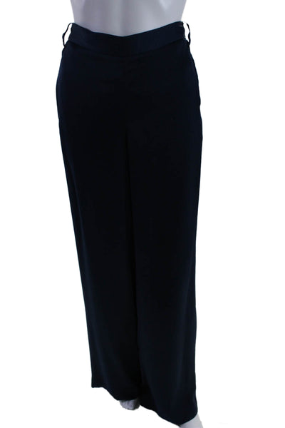 BCBGMAXAZRIA Women's Elastic Waist Pull-On Wide Leg Pants Navy Blue Size M